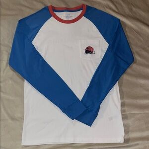 Vineyard Vines Blue and White baseball Raglan Shirt with Pocket